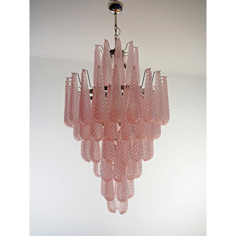 Винтажная люстра Murano Chandelier 85 Pink Drop Glass