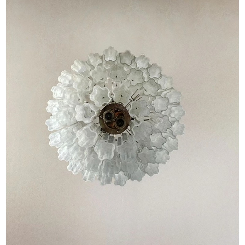Винтажная люстра Murano Chandelier 48 White Alabaster Glass Tubes