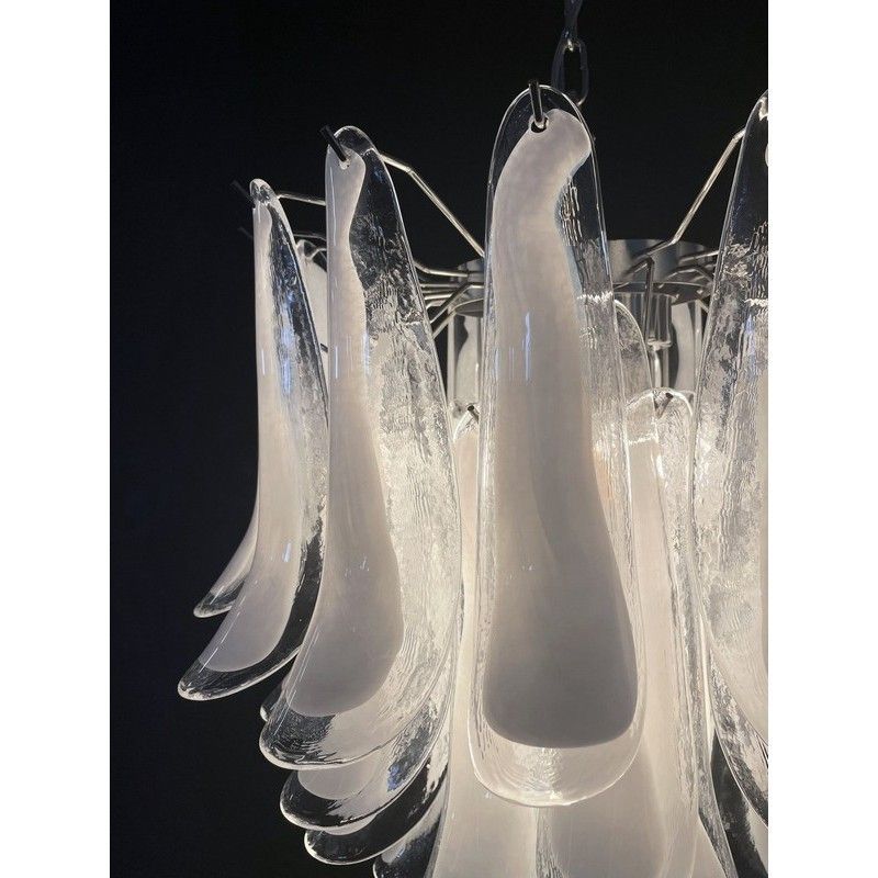 Винтажная люстра Murano Chandelier 41 Clear Petal Glass