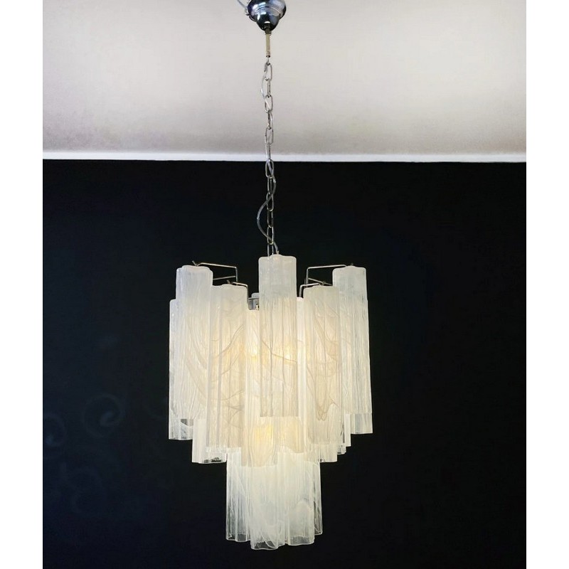 Винтажная люстра Murano Chandelier 30 White Glass Tubes