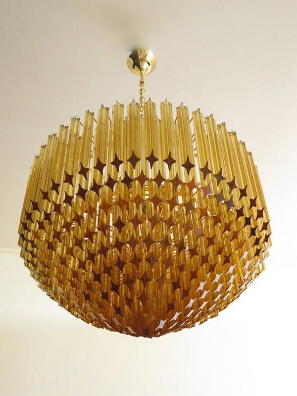 Винтажная люстра Murano Chandelier 265 Yellow Prism Glass