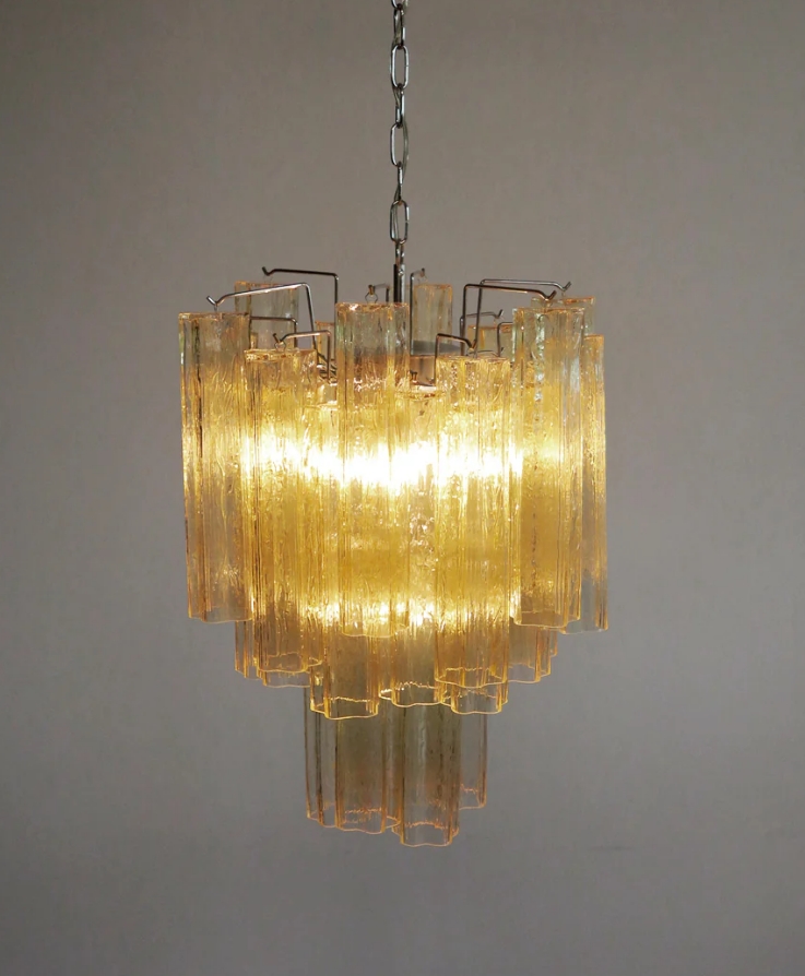 Винтажная люстра Murano Chandelier 30 Yellow Glass Tubes