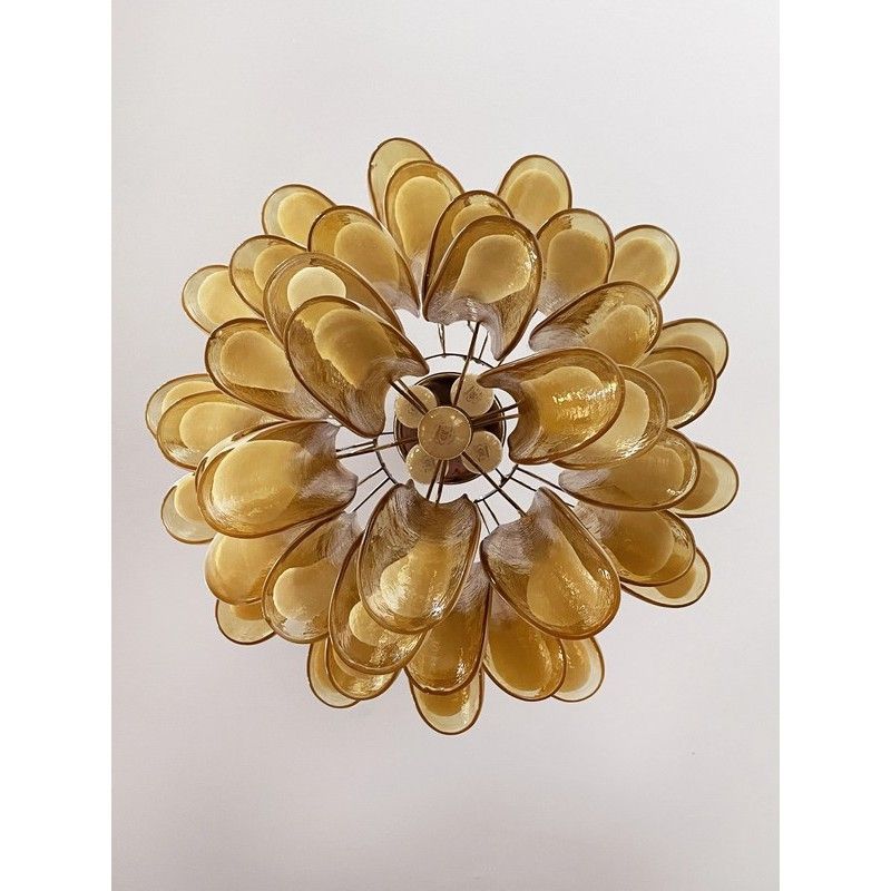 Винтажная люстра Murano Chandelier 41 Caramel-Colored Petal Glass