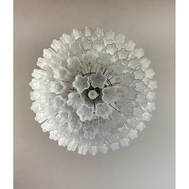 Винтажная люстра Murano Chandelier 78 White Alabaster Glass Tubes