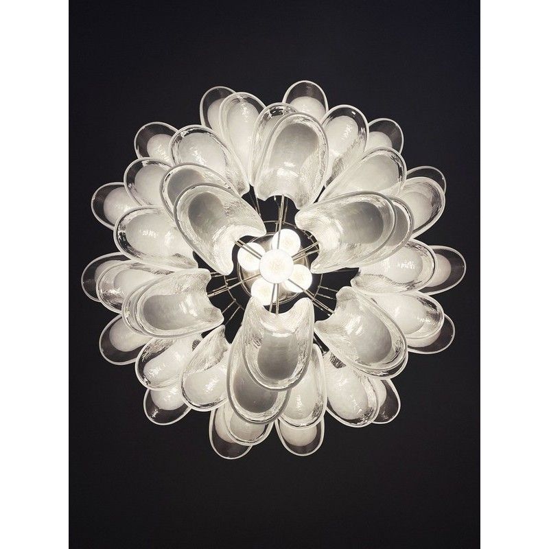 Винтажная люстра Murano Chandelier 41 Clear Petal Glass