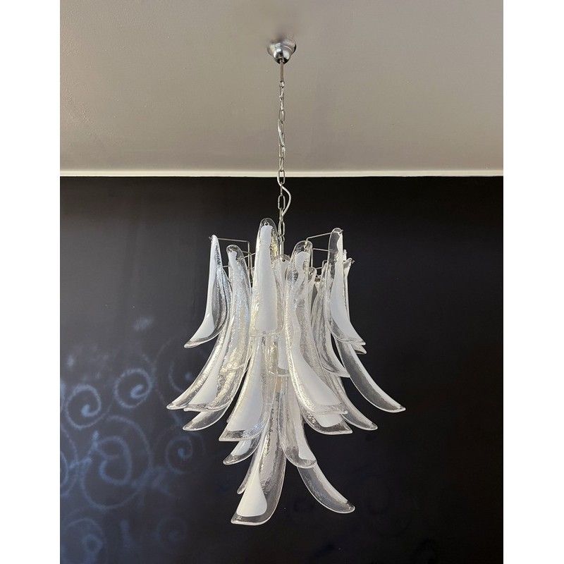 Винтажная люстра Murano Chandelier 30 Clear Petal Glass