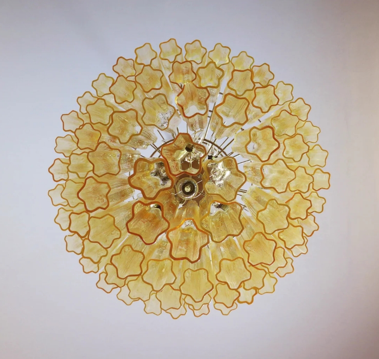 Винтажная люстра Murano Chandelier 78 Yellow Glass Tubes