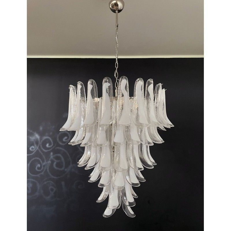 Винтажная люстра Murano Chandelier 75 White Petal Glass