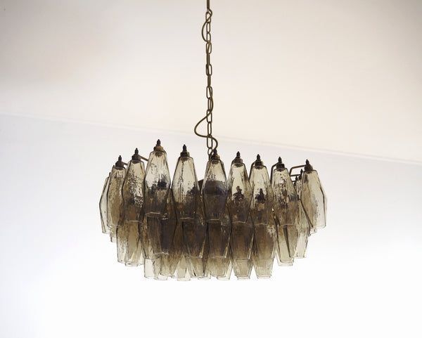 Винтажная люстра Murano Chandelier 56 Smoky Poliedri Glass