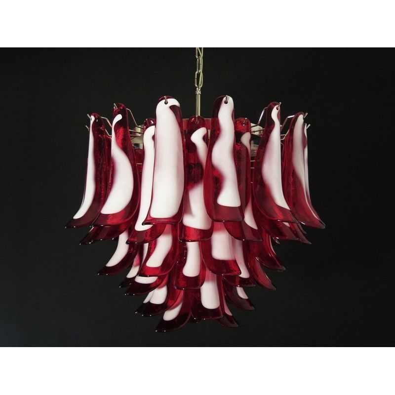 Винтажная люстра Murano Chandelier 53 Red Petal Glass