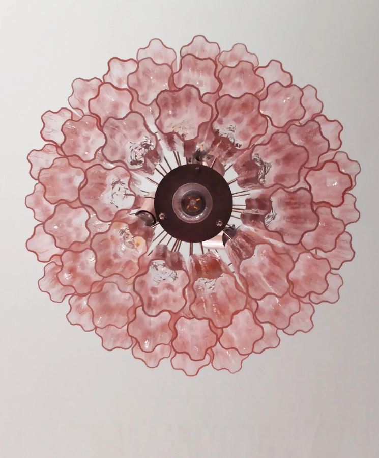 Винтажная люстра Murano Chandelier 52 Pink Glass Tubes