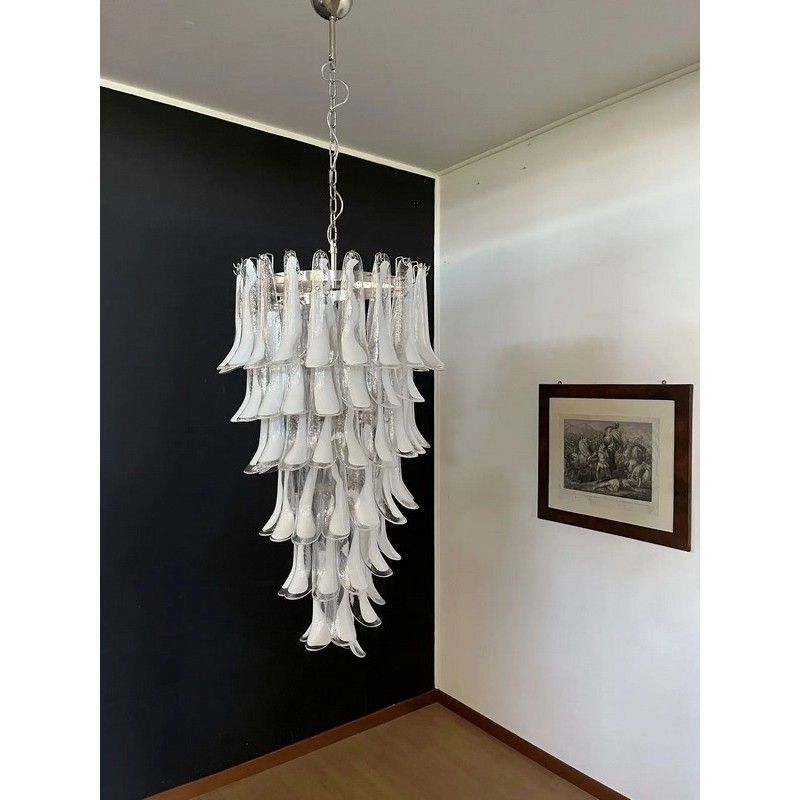 Винтажная люстра Murano Chandelier 83 Clear Petal Glass