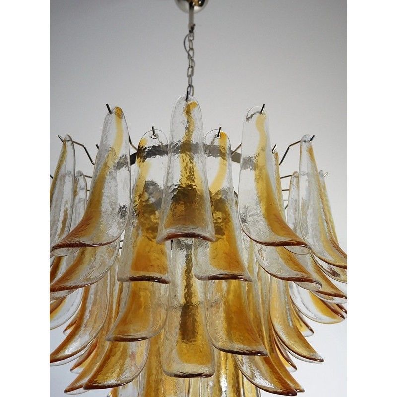 Винтажная люстра Murano Chandelier 53 Yellow Petal Glass