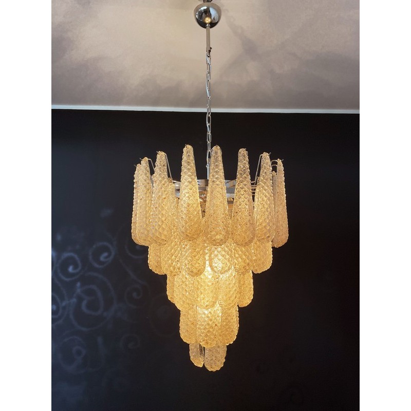 Винтажная люстра Murano Chandelier 52 Yellow Drop Glasses