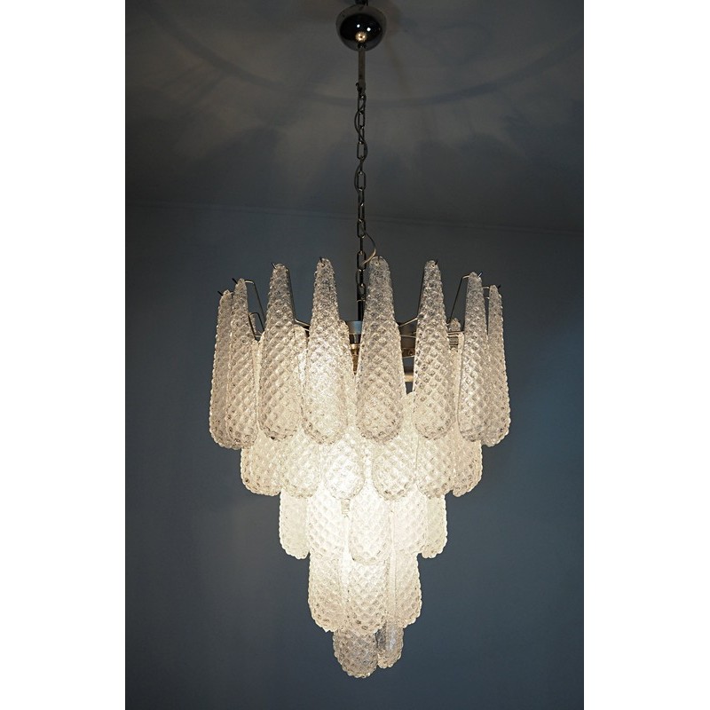 Винтажная люстра Murano Chandelier 52 Clear Drop Glasses