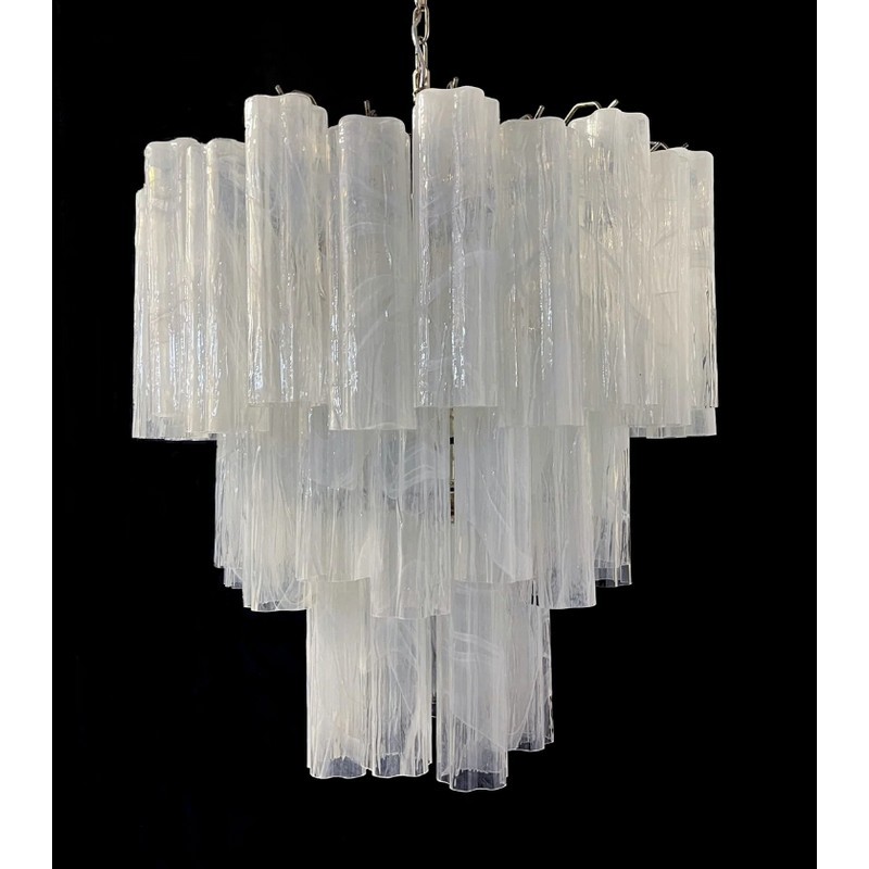 Винтажная люстра Murano Chandelier 48 White Alabaster Glass Tubes