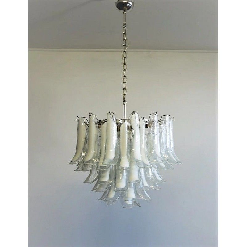Винтажная люстра Murano Chandelier 53 Clear Petal Glass