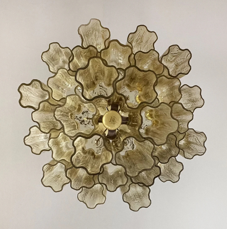 Винтажная люстра Murano Chandelier 30 Yellow Glass Tubes