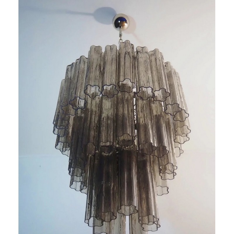 Винтажная люстра Murano Chandelier 48 Smoke Glass Tubes