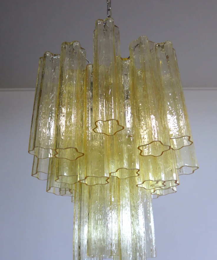 Винтажная люстра Murano Chandelier 30 Yellow Glass Tubes