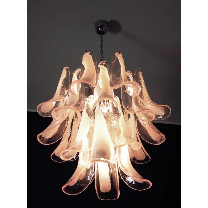 Винтажная люстра Murano Chandelier 26 Pink Petal Glass