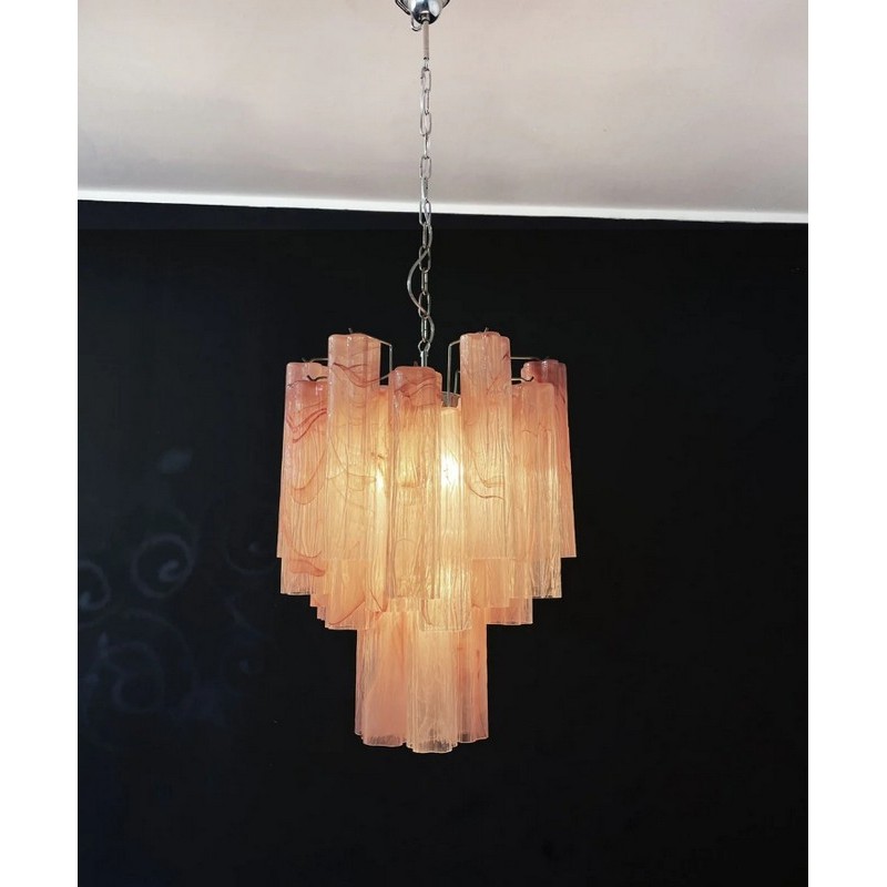 Винтажная люстра Murano Chandelier 30 Pink Alabaster Glass Tubes