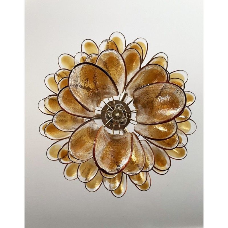 Винтажная люстра Murano Chandelier 52 Yellow Petal Glass