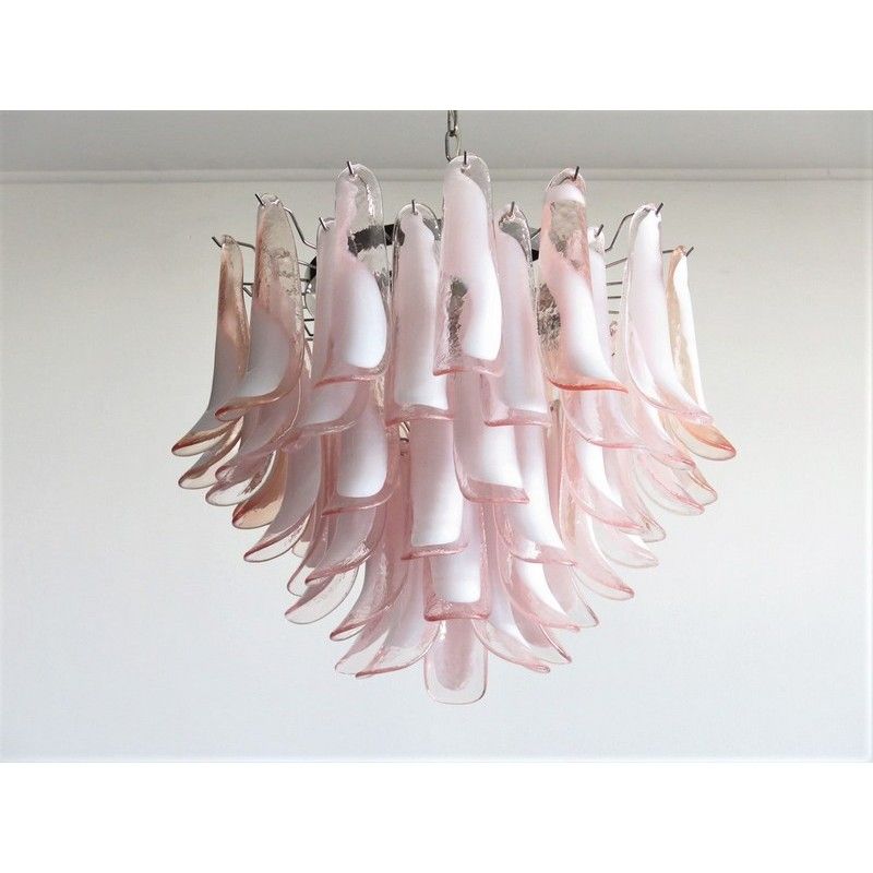 Винтажная люстра Murano Chandelier 53 Pink Petal Glass