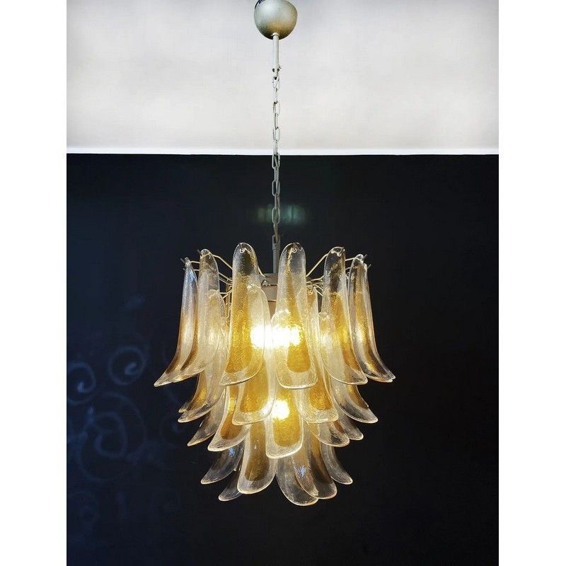 Винтажная люстра Murano Chandelier 41 Yellow Petal Glass