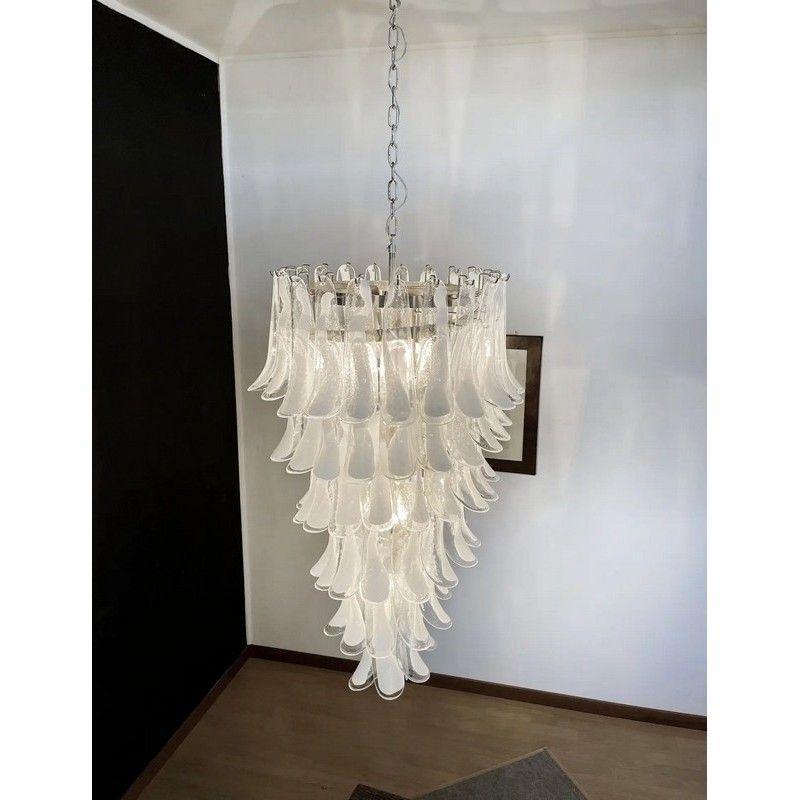 Винтажная люстра Murano Chandelier 83 Clear Petal Glass