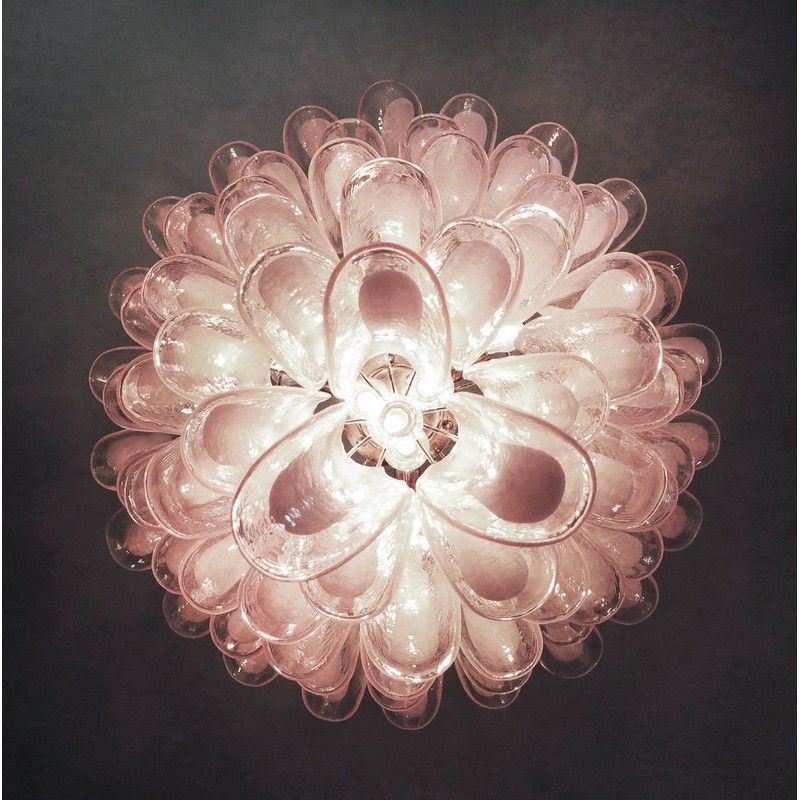 Винтажная люстра Murano Chandelier 75 Pink Petal Glass