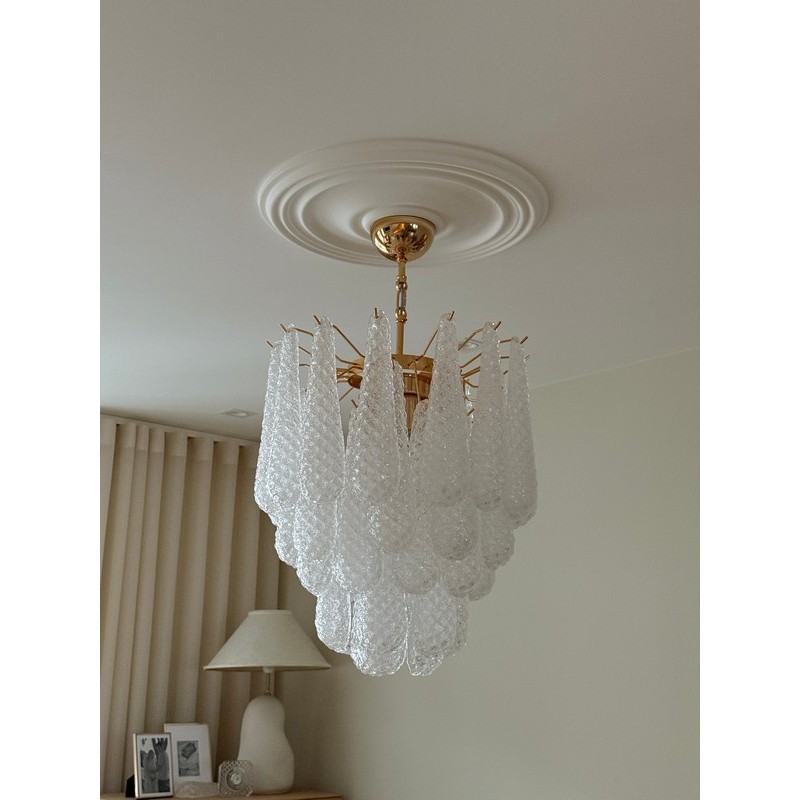 Винтажная люстра Murano Chandelier 41 Clear Drop Glasses