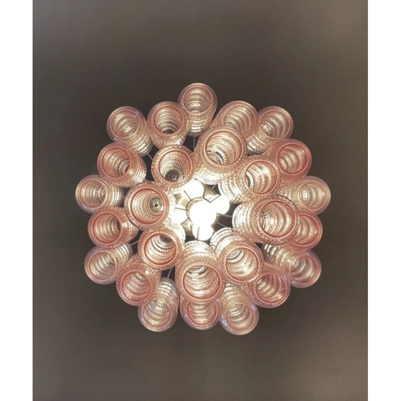 Винтажная люстра Murano Chandelier 26 Pink Glass Tubes