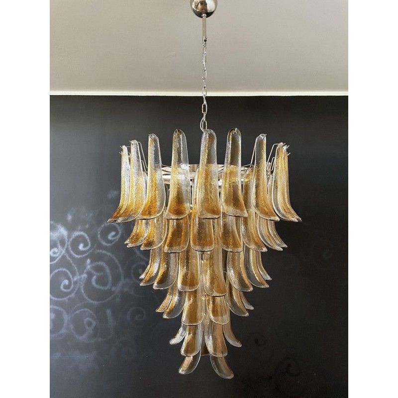 Винтажная люстра Murano Chandelier 75 Yellow Petal Glass