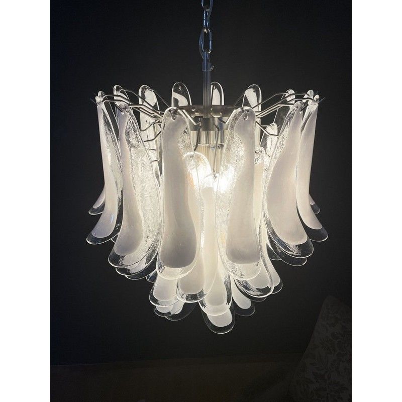 Винтажная люстра Murano Chandelier 41 Clear Petal Glass