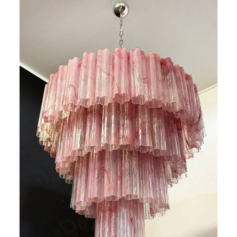 Винтажная люстра Murano Chandelier 78 Pink Alabaster Glass Tubes