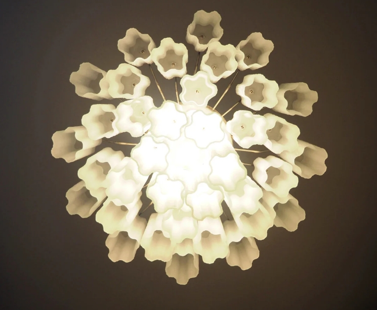 Винтажная люстра Murano Chandelier 36 Matte White Glass Tubes