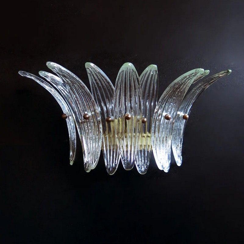 Настенный светильник Murano Wall Lamp 9 Clear Palmette Glass