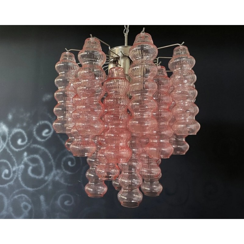 Винтажная люстра Murano Chandelier 26 Pink Glass Tubes