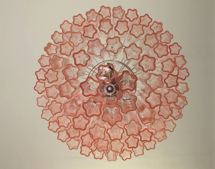 Винтажная люстра Murano Chandelier 78 Pink Glass Tubes