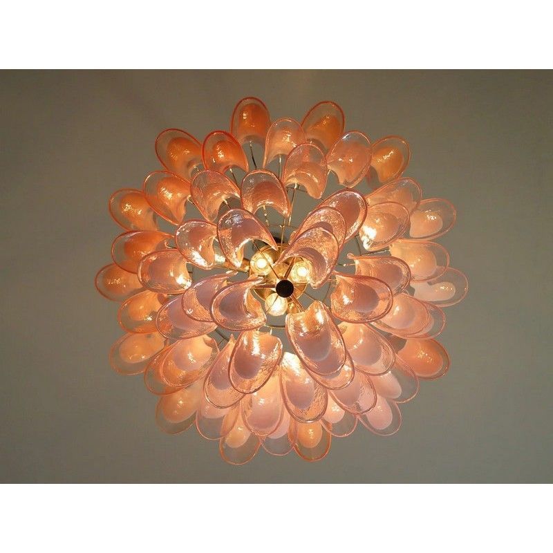 Винтажная люстра Murano Chandelier 53 Pink Petal Glass