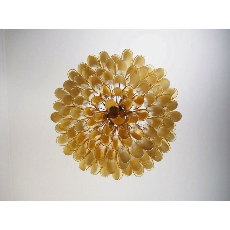 Винтажная люстра Murano Chandelier 101 Caramel-Colored Petal Glass