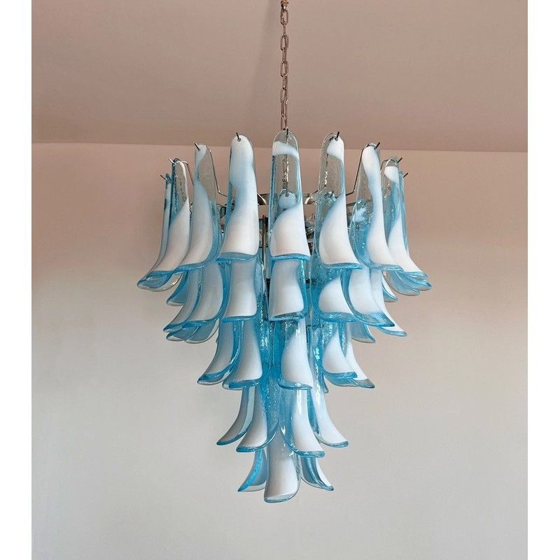 Винтажная люстра Murano Chandelier 52 Blue Petal Glass