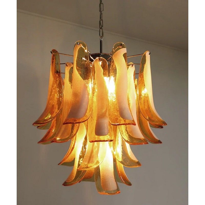 Винтажная люстра Murano Chandelier 26 Yellow Petal Glass