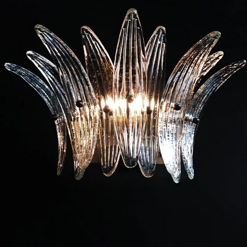 Настенный светильник Murano Wall Lamp 9 Clear Palmette Glass