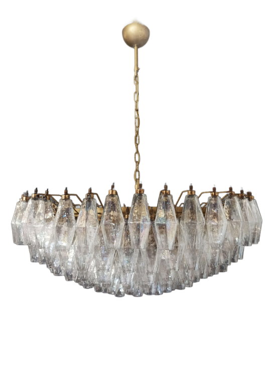 Винтажная люстра Murano Chandelier 185 Iridescent Poliedri Glass