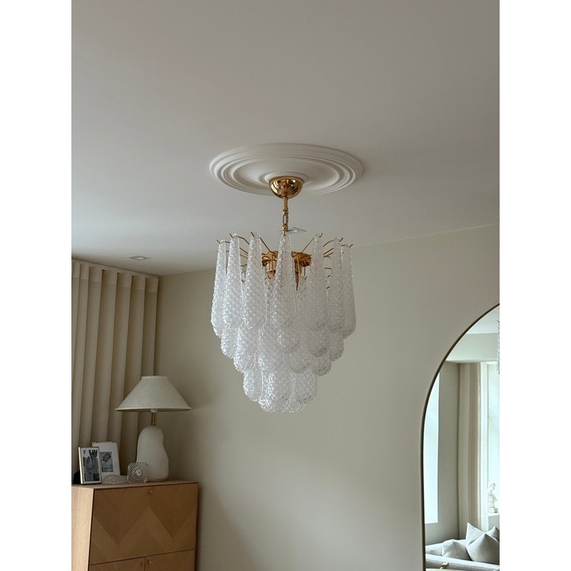 Винтажная люстра Murano Chandelier 41 Clear Drop Glasses