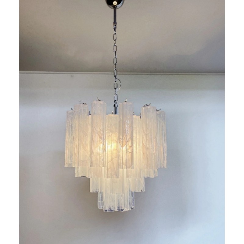 Винтажная люстра Murano Chandelier 36 White Alabaster Glass Tubes
