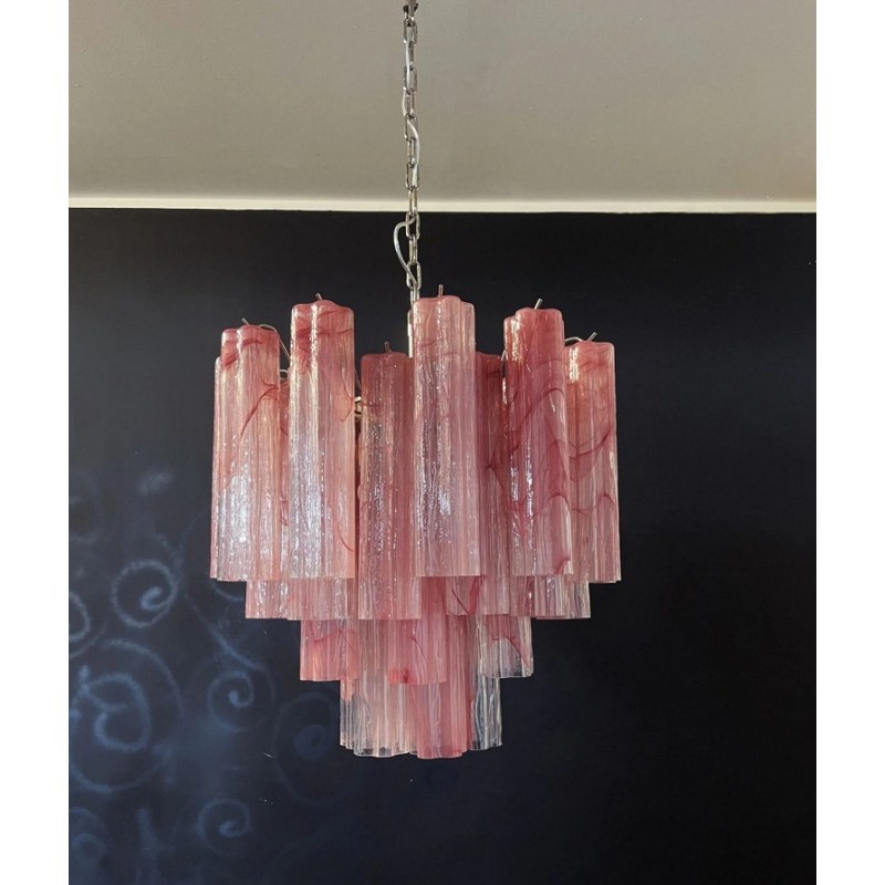 Винтажная люстра Murano Chandelier 36 Pink Alabaster Glass Tubes