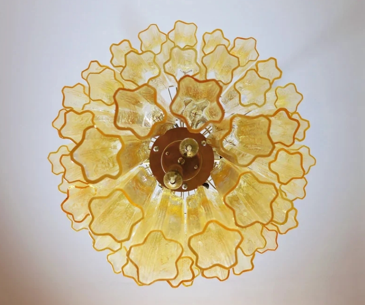 Винтажная люстра Murano Chandelier 48 Yellow Glass Tubes